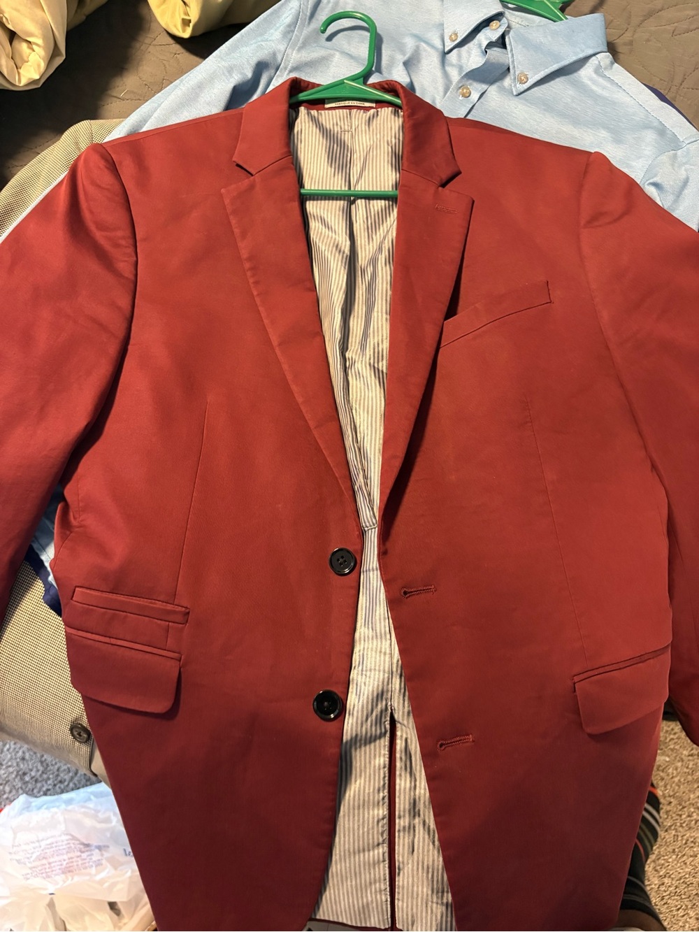 Express Men's Brick Red Sport Coat - Single-Breasted Blazer